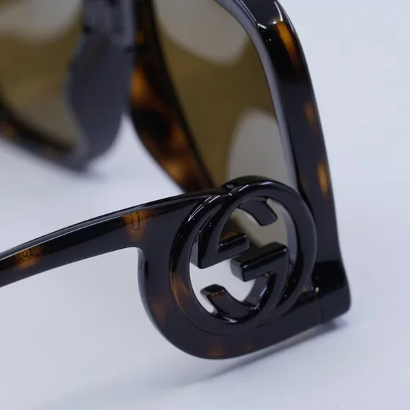 Gucci GG1326S 007 Sunglasses Dark Havana Square Frame, Brown Mirror Lenses - Picture 7 of 11